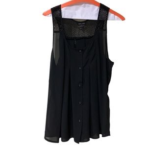 Naked Zebra large black cotton and polyester dressy sleeveless blouse